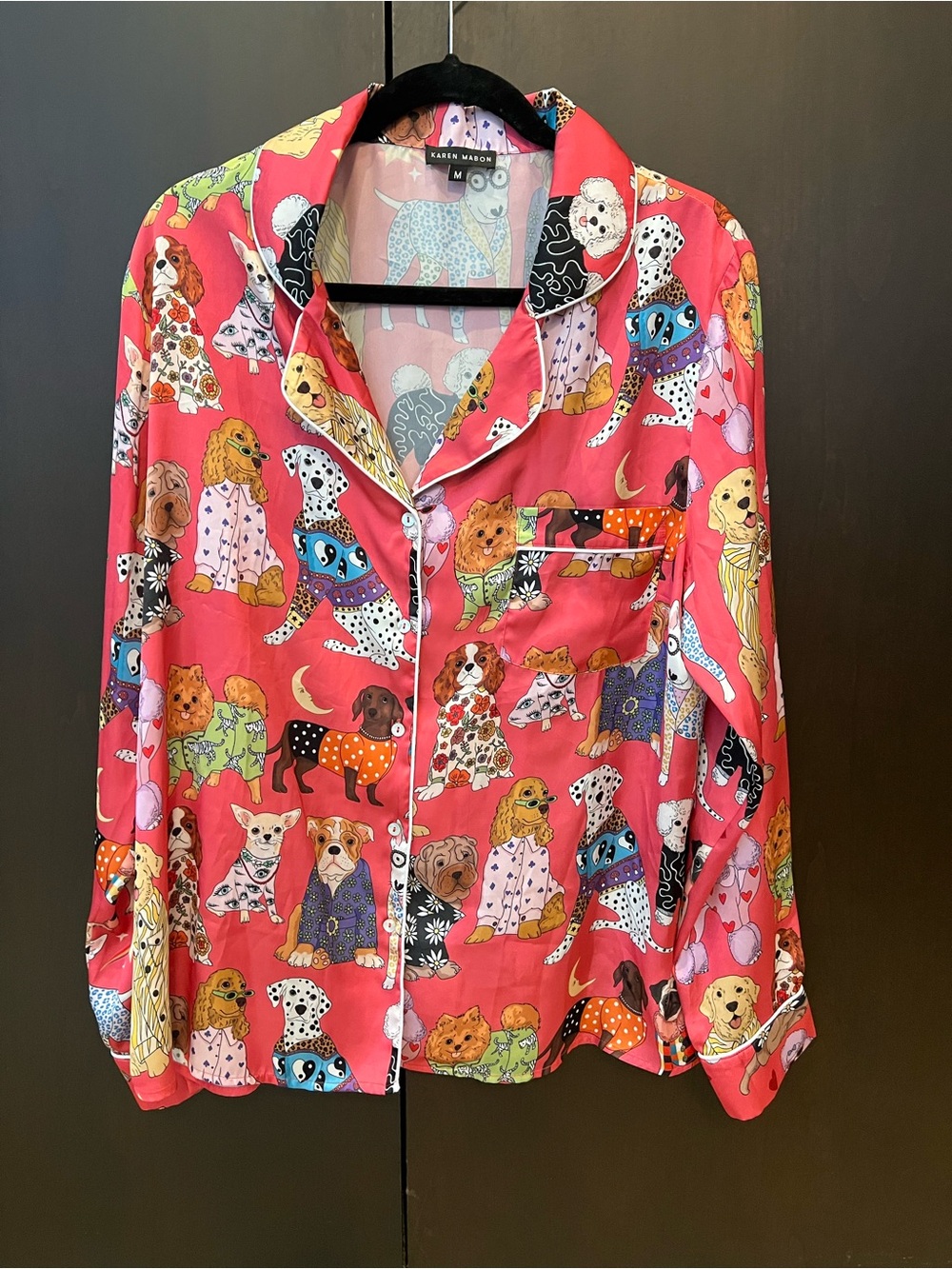 Karen Mabon Fashion Dogs Pajama Set - Pink Satin - Size Medium - Sold Out Style!